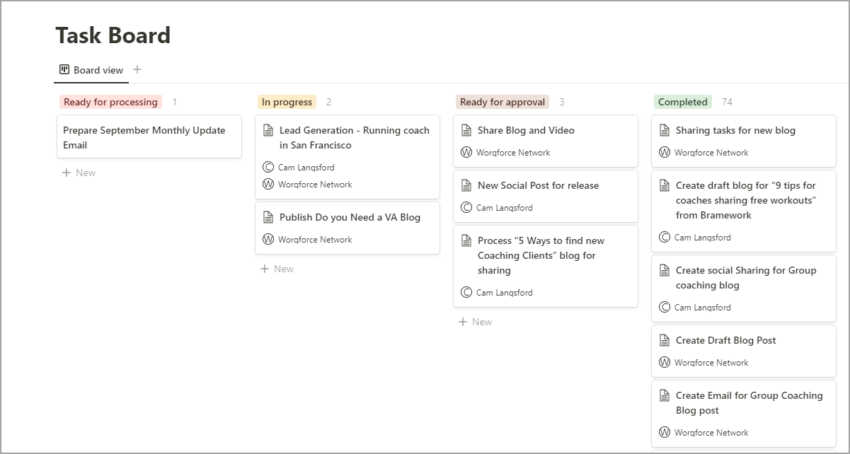 VA Task Board