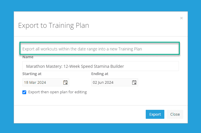 Training Plan