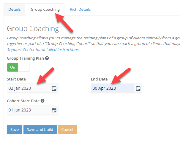 Group Coaching Date Based