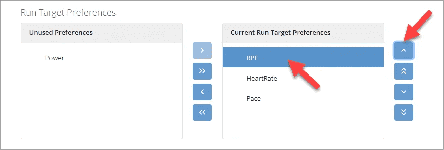 Structured Workout Target Preferences